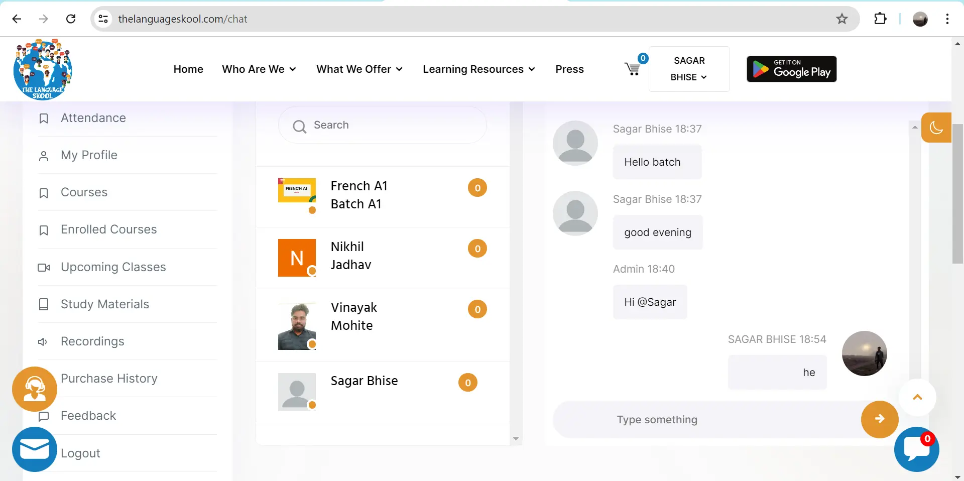 Web Based Chat Application